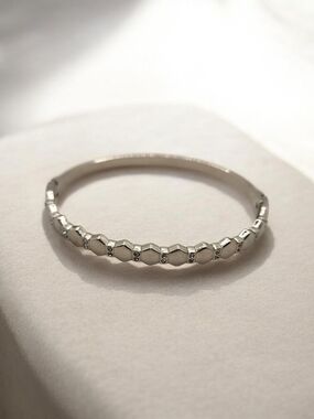 Stainless Steel Hexagon Bead Bangle Bracelet - Stainless Steel